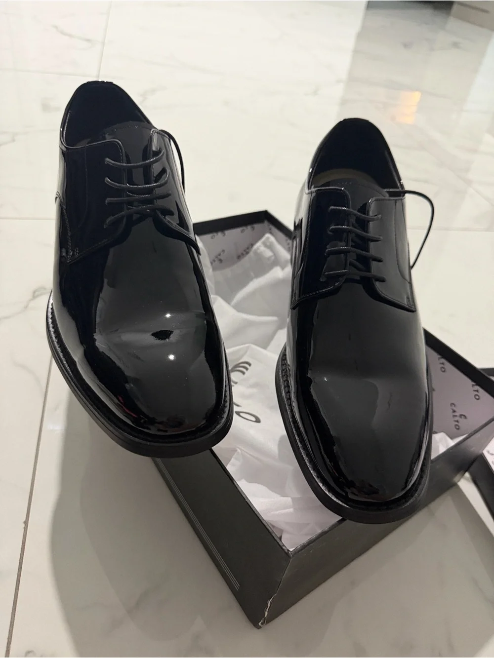 Geox Black Patent Leather Lace-Up Dress Shoes @@@ - Picture 1 of 11